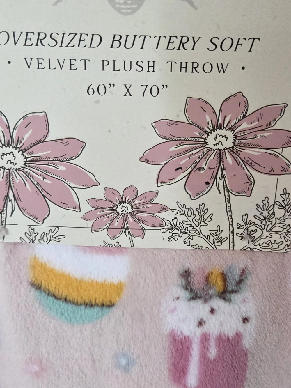 BUMBLE GROVE Bunny & Cupcake Plush Throw Blanket